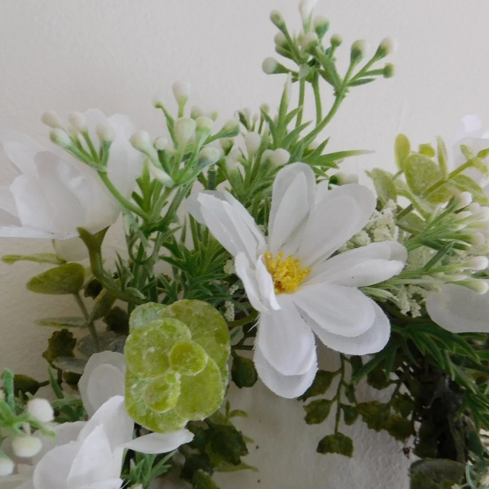 Dusty Miller Mini Wreath Eucalyptus White‎ Flowers Candle Ring Wedding decor